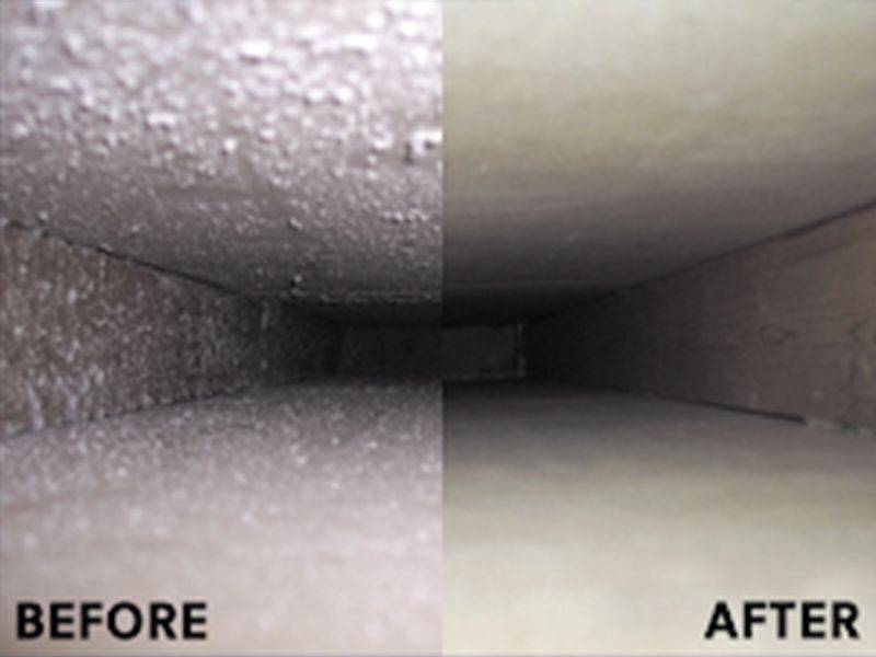 Air duct cleaning before-and-after result