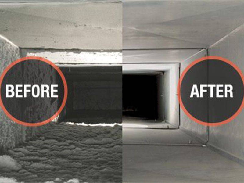 Air duct register before and after cleaning