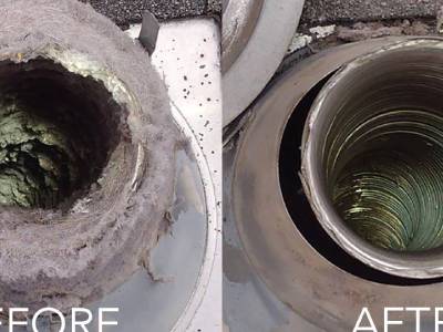 Dryer vent cleaning before-and-after result