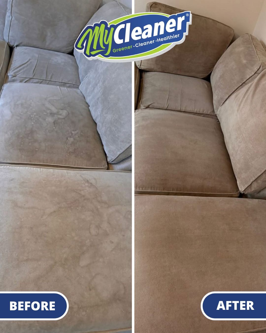My Cleaner upholstery cleaning before-and-after result