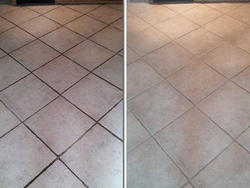 Tile and grout cleaning before-and-after result