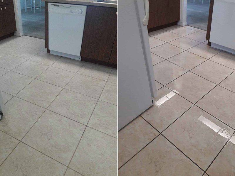 Kitchen tile cleaning before-and-after result